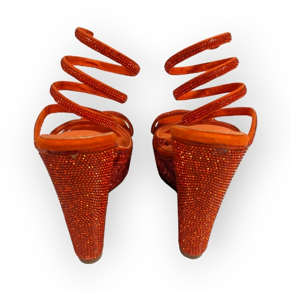 Azalea Wang Orange Cosmo Platform Wedge Sandal, 7M - Picture 10 of 13